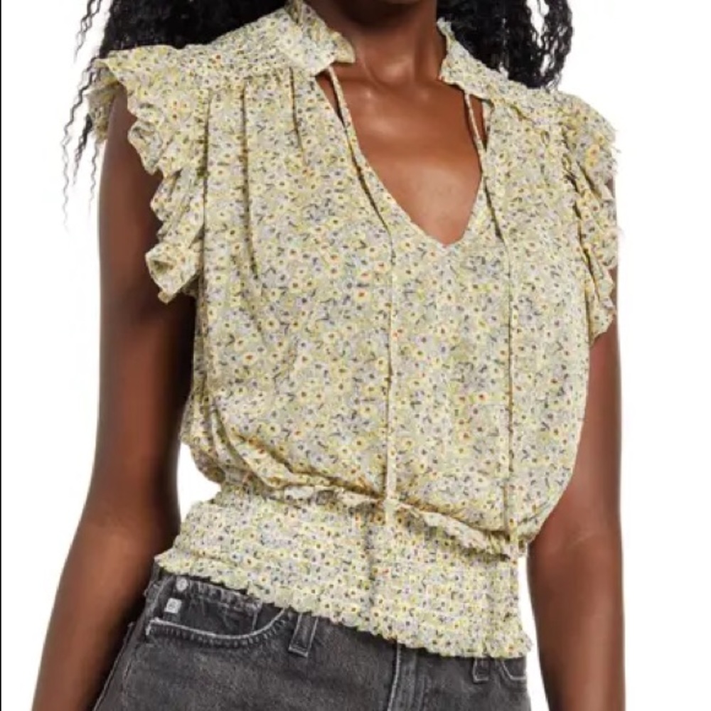 Short Sleeve Ruffled Sleeve Blouse, BRAND: Socialite